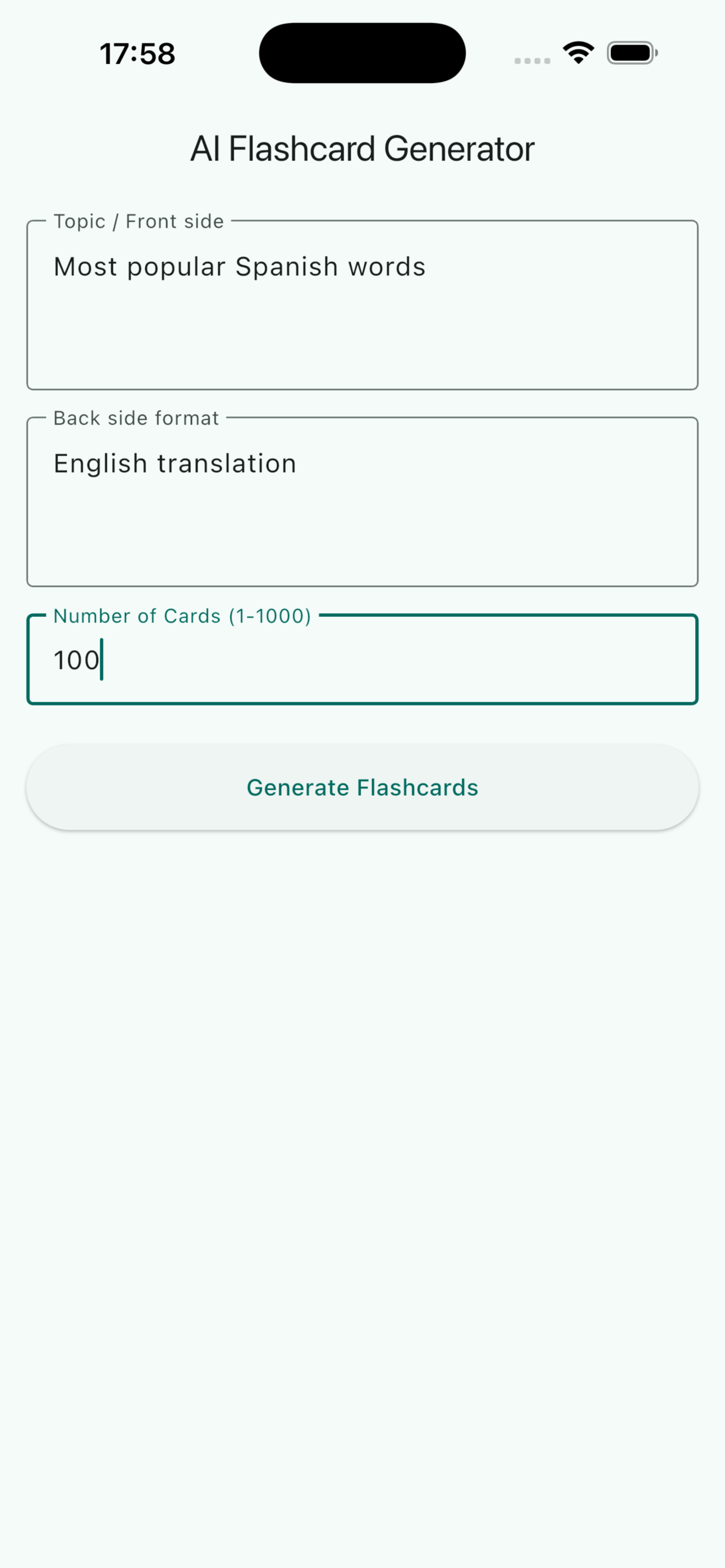 Flashcards GG app